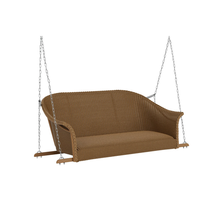 Lloyd Flanders All Seasons Settee Swing with Padded Seat, three-quarter view