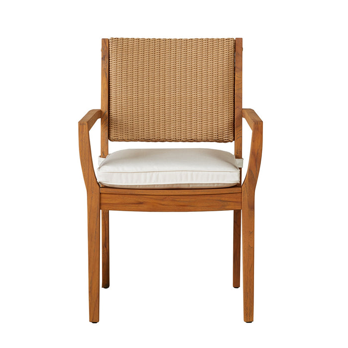Lloyd Flanders Teak Loom Back Teak Dining Armchair