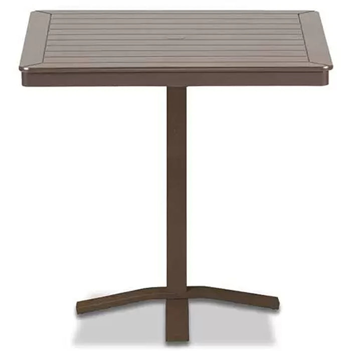Telescope Casual Slat Balcony Height Pedestal Table With 42" Square Table Top