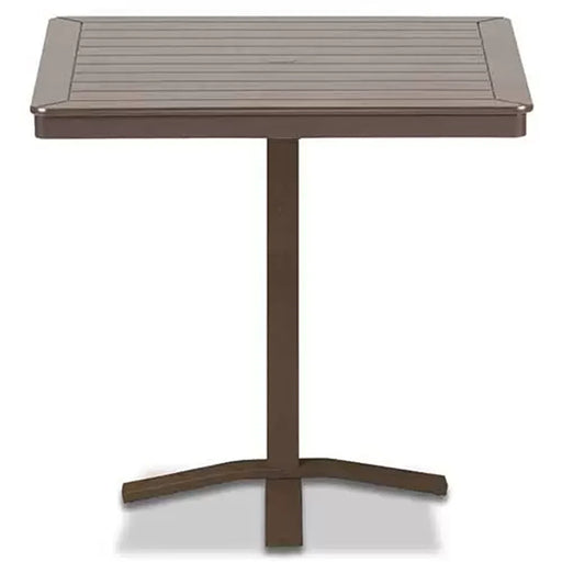 Telescope Casual Slat Dining Height Pedestal Table With 42 inch Square Table Top