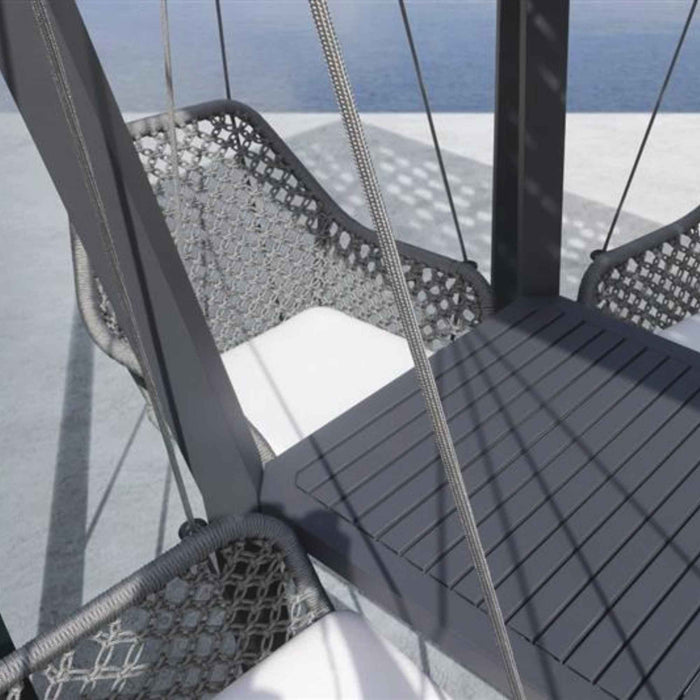 Skyline Design Horizon Pergola with Lamp, Hanging Chairs & Teak Table
