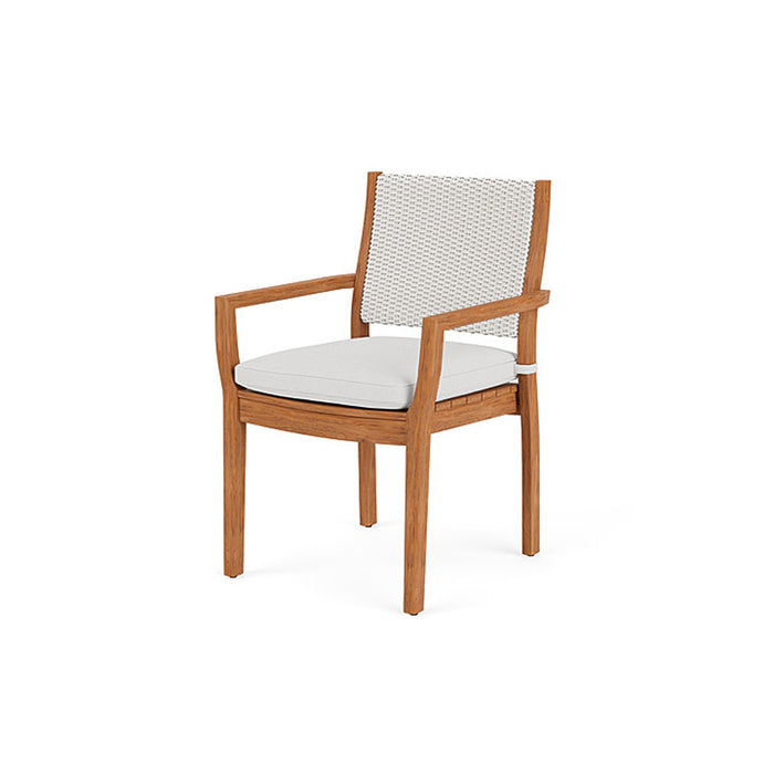 Lloyd Flanders Teak Loom Back Teak Dining Armchair