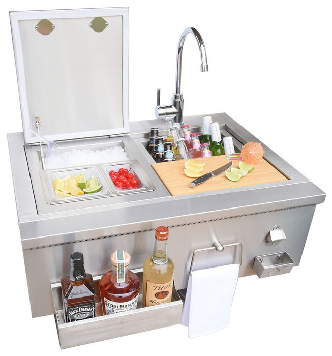 Kokomo 30" Built-In Bartender Cocktail Station With Sink Bottle Opener and Ice Chest