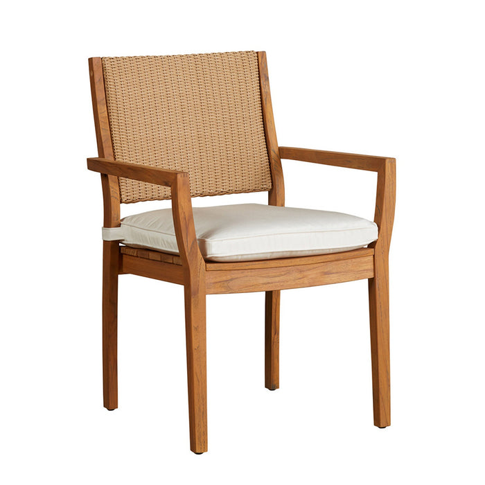 Lloyd Flanders Teak Loom Back Teak Dining Armchair