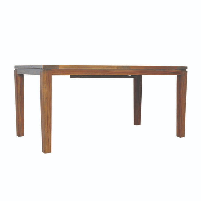 Lloyd Flanders Teak 63-84" Butterfly Leaf Umbrella Dining Table in Antique Gray Finish