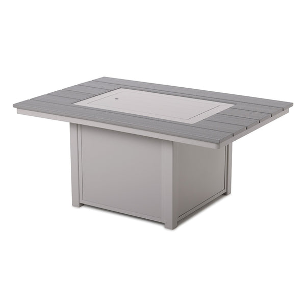 36" x 54" Chat Height Rustic Polymer Fire Table w/ Rectangular Top