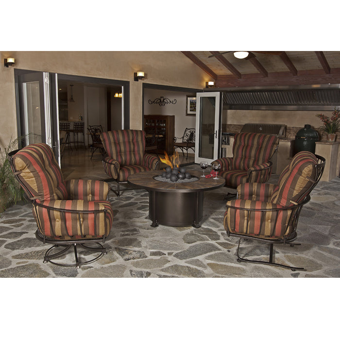 OW Lee Casual Fireside 54" Rd. Occasional Height Santorini Aluminum Fire Pit