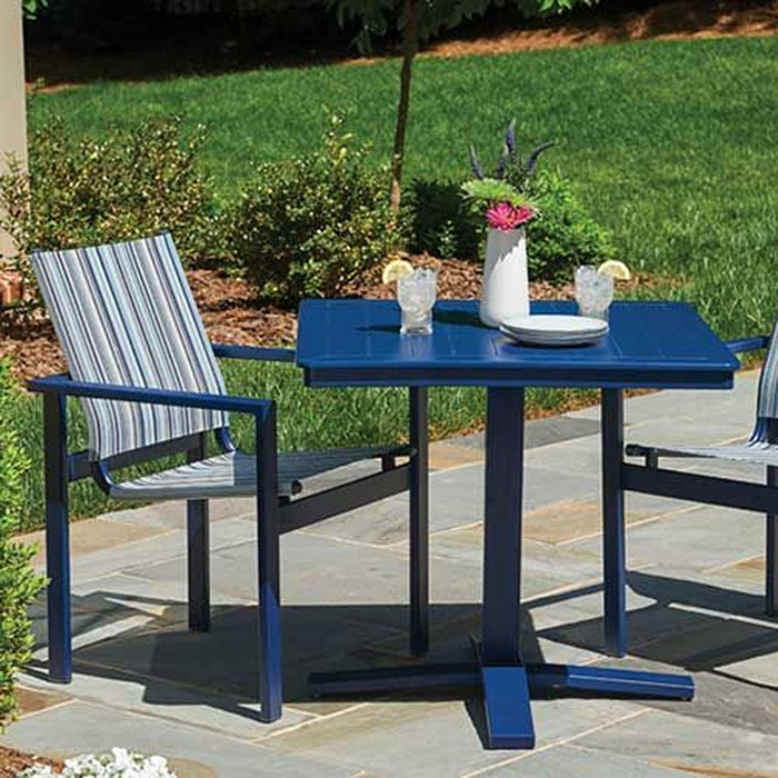 Telescope Casual Slat Dining Height Pedestal Table With 42" Square Table Top