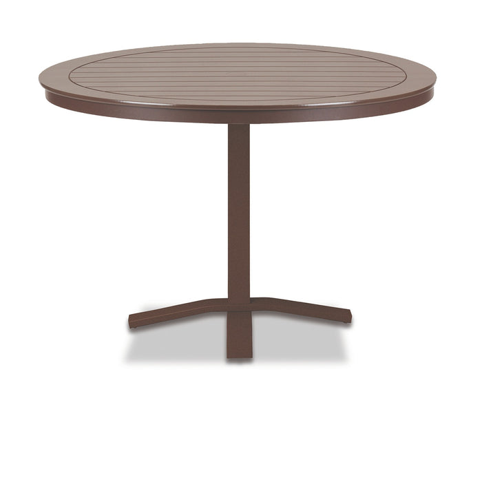 Telescope Casual Slat Dining Height Pedestal Table With 42" Round Table Top