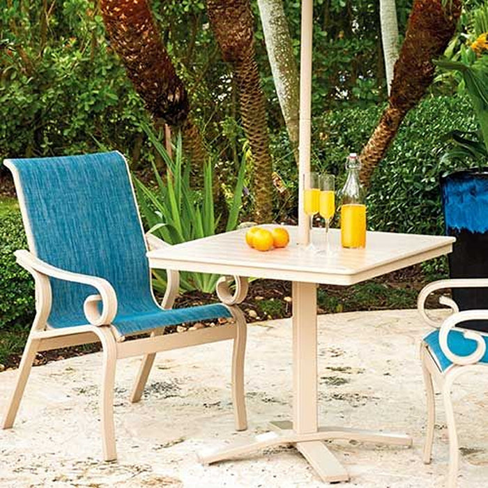 Telescope Casual Slat Dining Height Pedestal Table With 42" Square Table Top