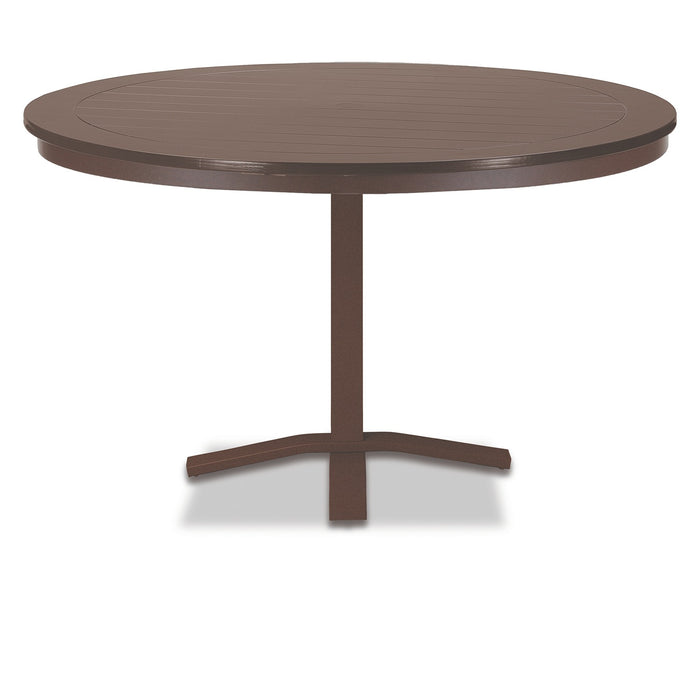 Telescope Casual Slat Dining Height Pedestal Table With 48" Round Table Top
