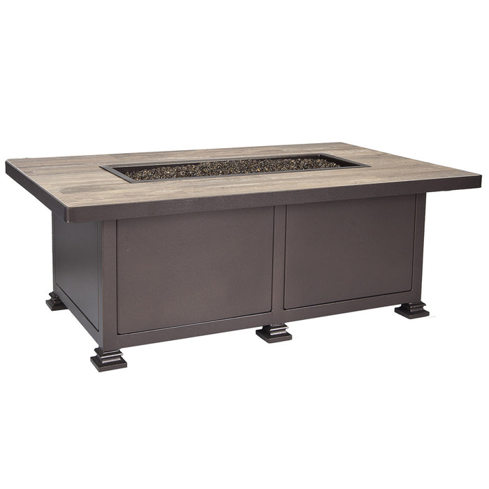 OW Lee Casual Fireside 30x50" Occasional Height Santorini Aluminum Fire Pit