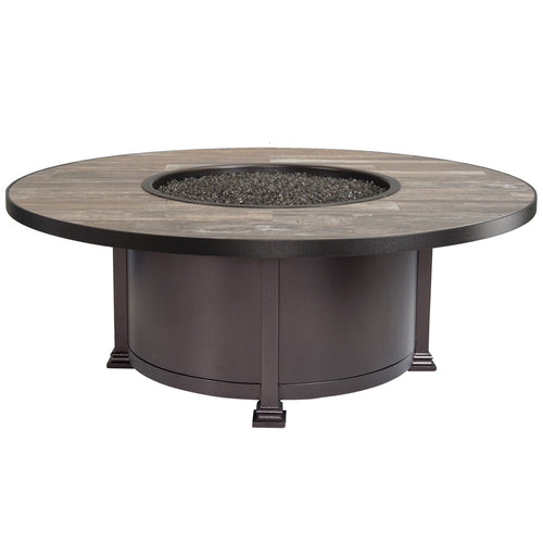 OW Lee Casual Fireside 54" Round Occasional Height Santorini Aluminum Fire Pit