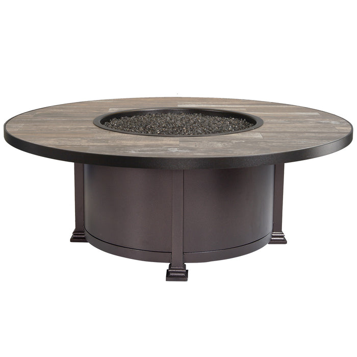 OW Lee Casual Fireside 54" Rd. Occasional Height Santorini Aluminum Fire Pit