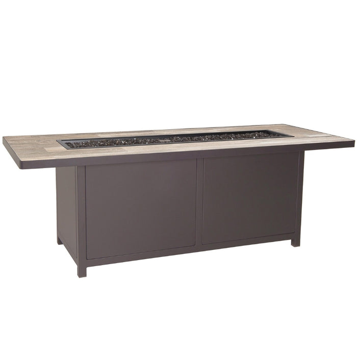 OW Lee Casual Fireside 28" x 72" Chat Height Elba Aluminum Fire Pit