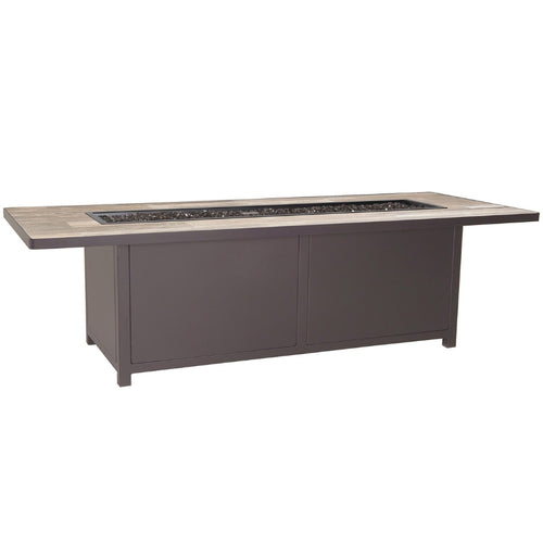 OW Lee Casual Fireside 28" x 72" Occasional Height Elba Aluminum Fire Pit