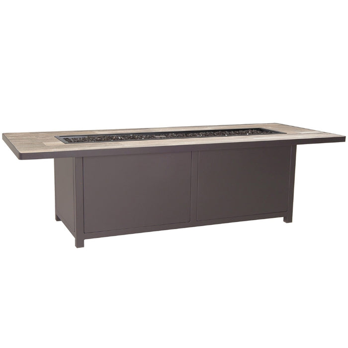 OW Lee Casual Fireside 28" x 72" Occasional Height Elba Aluminum Fire Pit