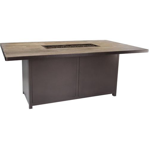 OW Lee Casual Fireside 28" x 72" Rectangular Occasional Height Santorini Fire Pit