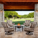 OW Lee Compass wood-burning fire table with a Breeo X24 Corten fire pit
