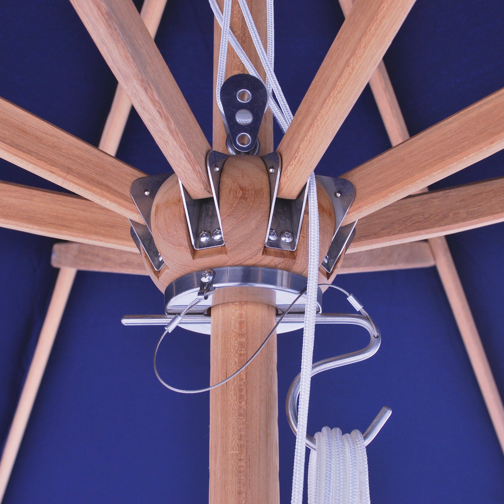 9' Teak 4 Pulley Lift Umbrella — Bespoke Patio