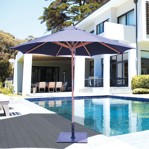 Galtech 9' Teak 4 Pulley Lift Umbrella