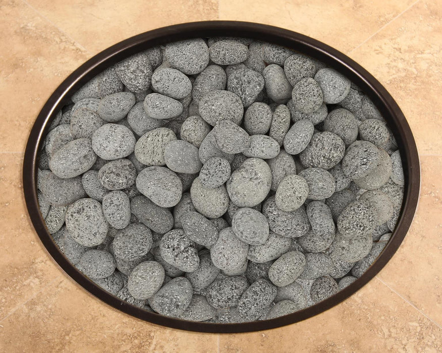 OW Lee Tumbled Lava Stone fire media in a fire pit burner