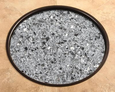 OW Lee Silver Mirrored fire media in a fire pit burner