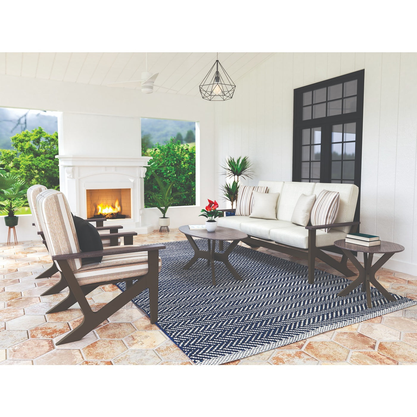 Telescope Casual Rustic Polymer End Table With 23