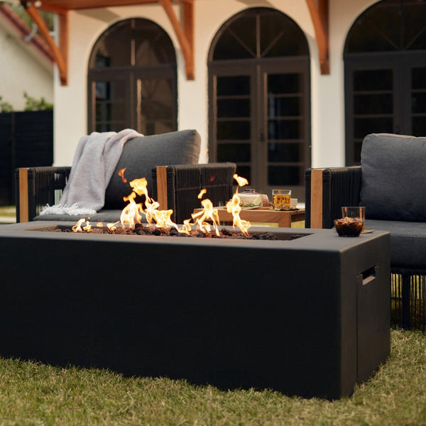 60-Inch Rectangular Concrete Natural Gas Fire Pit Table in Phantom