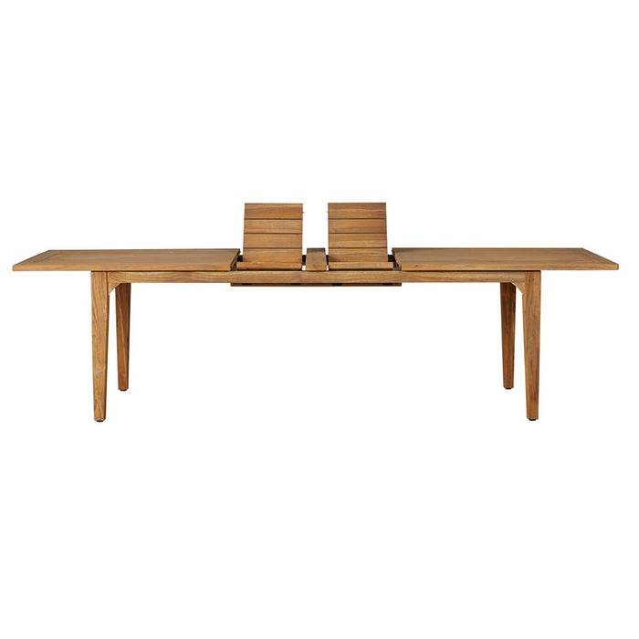 Lloyd Flanders Teak 86-110" Double Butterfly Leaf Umbrella Table in Antique Gray Finish