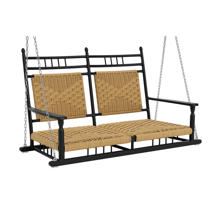 Lloyd Flanders Low Country Porch Swing in Natural Finish, three-quarter view