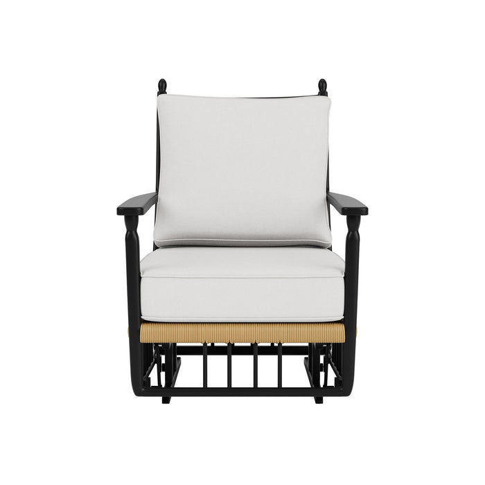 Lloyd Flanders Low Country Glider Lounge Chair in Natural Finish, front view