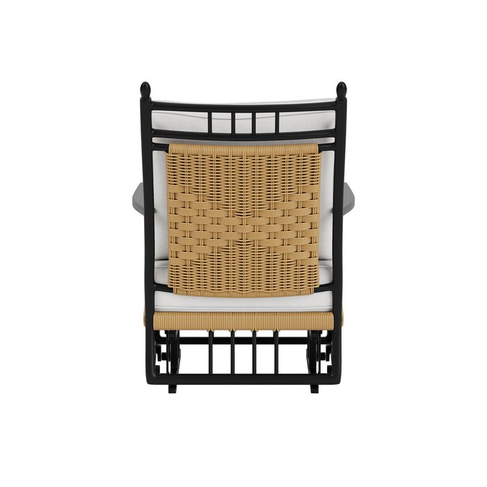 Lloyd Flanders Low Country Glider Lounge Chair in Natural Finish, back view