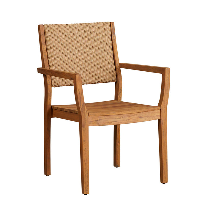 Lloyd Flanders Teak Loom Back Teak Dining Armchair
