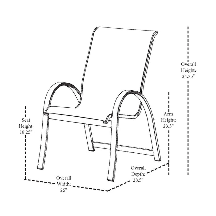 Telescope Casual Aruba Sling Stacking Arm Chair