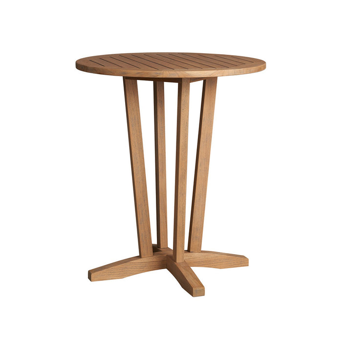 Lloyd Flanders Teak 30" Round Bar Table in Antique Gray Finish
