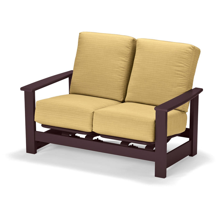 Leeward Cushion Deep Seat Hidden Motion Two-Seat Loveseat w/ Polymer Arms