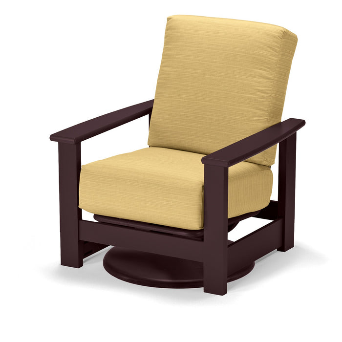 Telescope Casual Leeward Cushion Deep Seat Swivel Hidden Motion Arm Chair w/ Polymer Arms