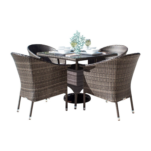 Pelican Reef Spectrum 5-Piece Woven Armchair Dining Set with Cushions