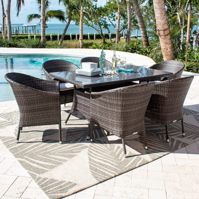 Pelican Reef Spectrum Stackable Set of 2 Woven Armchairs with Cushion in a Pelican Reef Spectrum collection setting