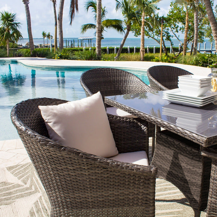 Pelican Reef Spectrum Stackable Set of 2 Woven Armchairs with Cushion in a Pelican Reef Spectrum collection setting