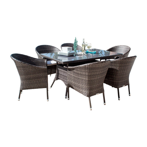 Pelican Reef Spectrum 7-Piece Woven Armchair Dining Set with Cushions