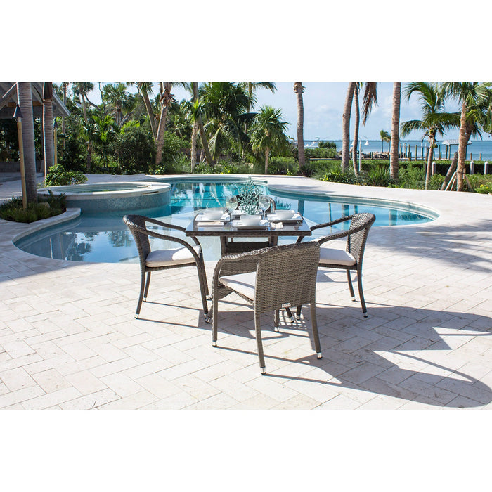 Spectrum 5-Piece Stackable Woven Armchair Dining Set with Cushions