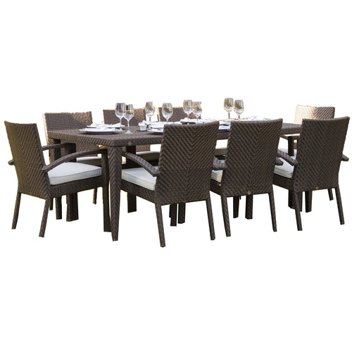 Pelican Reef Atlantis 9-Piece Rectangular Dining Arm Chair Set with Cushions