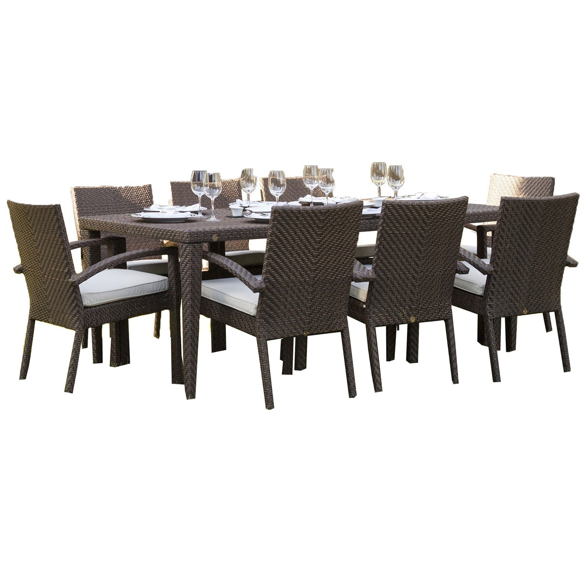 Atlantis 9-Piece Rectangular Dining Arm Chair Set with Cushions ...