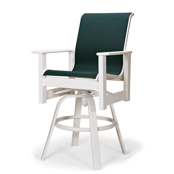 Leeward MGP Sling Balcony Height Swivel Arm Chair w/ Polymer Arms