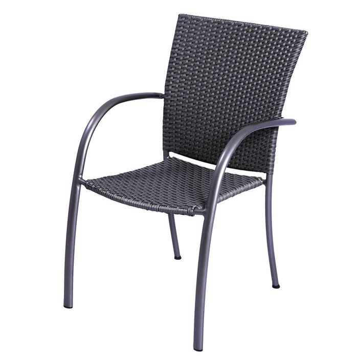 Kettler Pilano Woven Stackable Arm Chairs, Silver/Grey Weave - Set Of 6