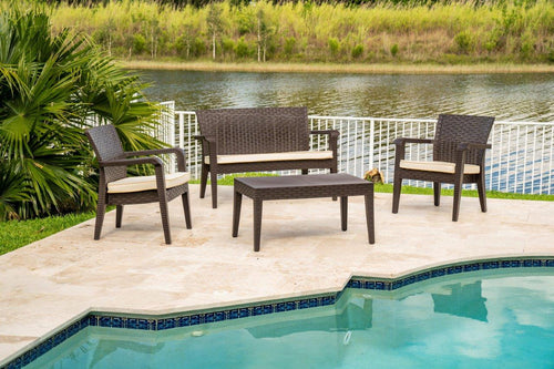 Rainbow Outdoor Alaska 4-Piece Seating Set with Cushions - Brown