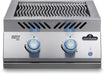 Dual infrared burner, front view with knobs lit