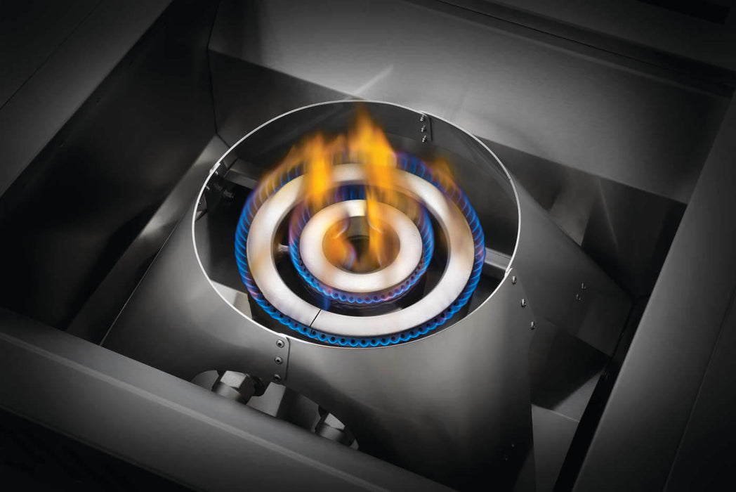 Dual-ring burner, close up